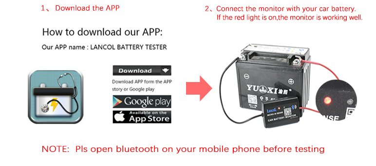 12V Bluetooth 4.0 Battery Tester Micro-10-C