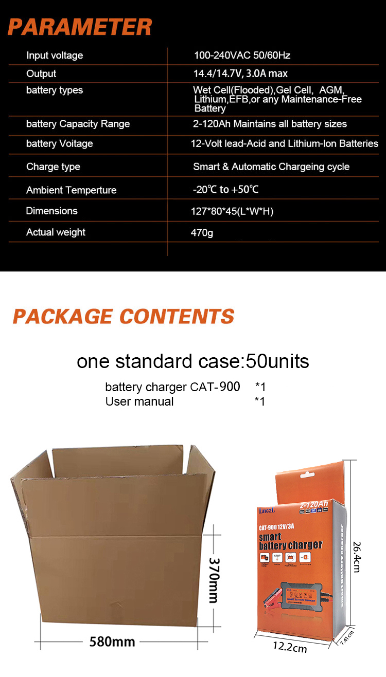 12V Portable Car Battery Charger