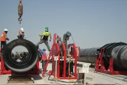 Bahrain seawater water supply pipeline worksite SHD1800 welding machine