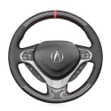 For Acura TSX 2009-2014 TSX Sport Wagon 2011-2012 Hand Stitching Custom Black Leather Suede Car Steering Wheel Cover