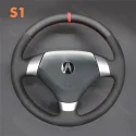 For Acura TSX 2004-2008 Hand Stitching Custom Black Leather Suede Steering Wheel Cover