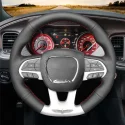Hand Stitching Custom Suede Leather Steering Wheel Cover Wrap for Dodge SRT Challenger 2015-2021 Dodge Charger 2015-2021 Dodge Durango 2018-2021