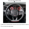 Hand Stitching Custom Suede Leather Steering Wheel Cover Wrap for Dodge SRT Challenger 2015-2021 Dodge Charger 2015-2021 Dodge Durango 2018-2021