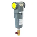 In line compressed air filter system with manual drain valve