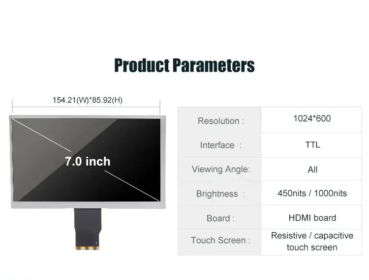 TG07008LZR50H -7 inch TFT LCD display screen
