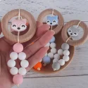 New Animal silicone bead supplier Wooden Ring BPA Free Nursing Accessories Chewable Rattle Circle Newborn Shower Gifts Baby