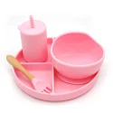 Wholesale customized production suction spoon with bib silicone baby feeding bowl set