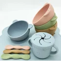 Colorful Non-Toxic Silicone Baby Bowl Set with Suction Base for Mess-Free Tableware Feeding