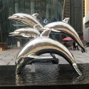 Large Metal Dolphin Sculptures Fountain Pool Decor