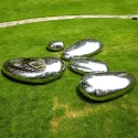 Garden Decor Mirror Polished Stainless Steel Cobblestone Sculpture (7)