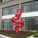 City outdoor red lawn decoration abstract metal sculpture
