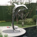 260cm Outdoor Garden waterscape Stainless Steel Dolphin Sculpture