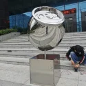 Stainless steel BUZZBALLZ LOGO sculpture