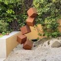 Pitt apartment, California Outdoor garden corten steel cube sculpture