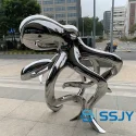 Indoor hotel apartment square public sculpture stainless steel octopus sculpture (4)