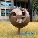 Swirling Large Painted Contemporary Stainless Steel Garden Public Art Sphere Sculpture (1)