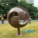Swirling Large Painted Contemporary Stainless Steel Garden Public Art Sphere Sculpture (7)
