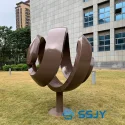 Swirling Large Painted Contemporary Stainless Steel Garden Public Art Sphere Sculpture (2)