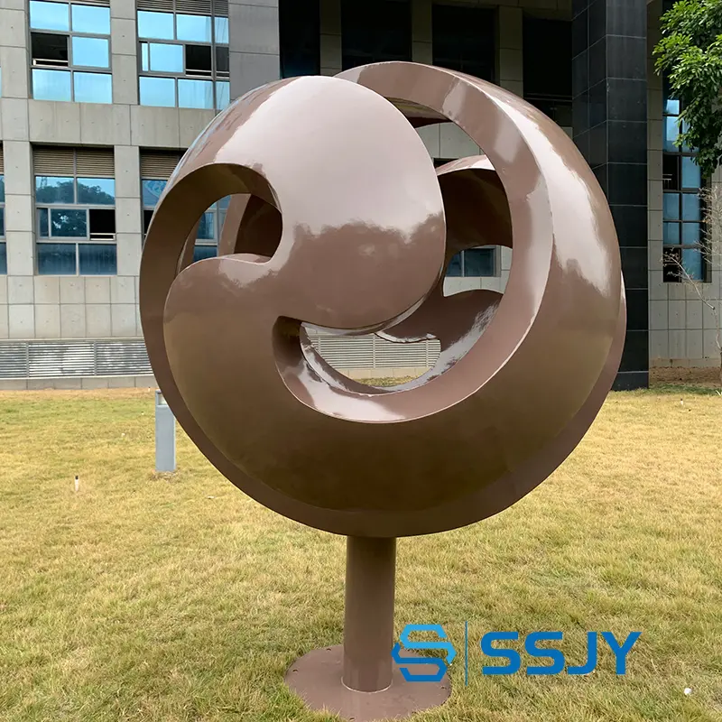 Swirling Large Painted Contemporary Stainless Steel Garden Public Art Sphere Sculpture (3)