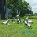 Large outdoor park Mirror polished stainless steel rabbit Animal sculpture