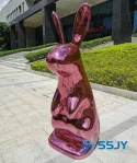 Indoor high-end hotel apartment lobby color stainless steel rabbit Animal sculpture