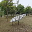 Large outdoor garden square lawn matte stainless steel leaf sculpture