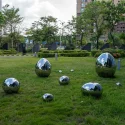 Garden grass interior decoration stainless steel sculpture stainless steel egg ball. (8)