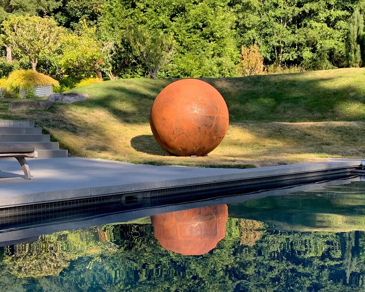 2000mm Professional customization of outdoor park square art corten steel sphere sculpture (3)