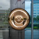 Indoor hotel apartment Metal wall decorations Bronze color stainless steel Round wall sculpture