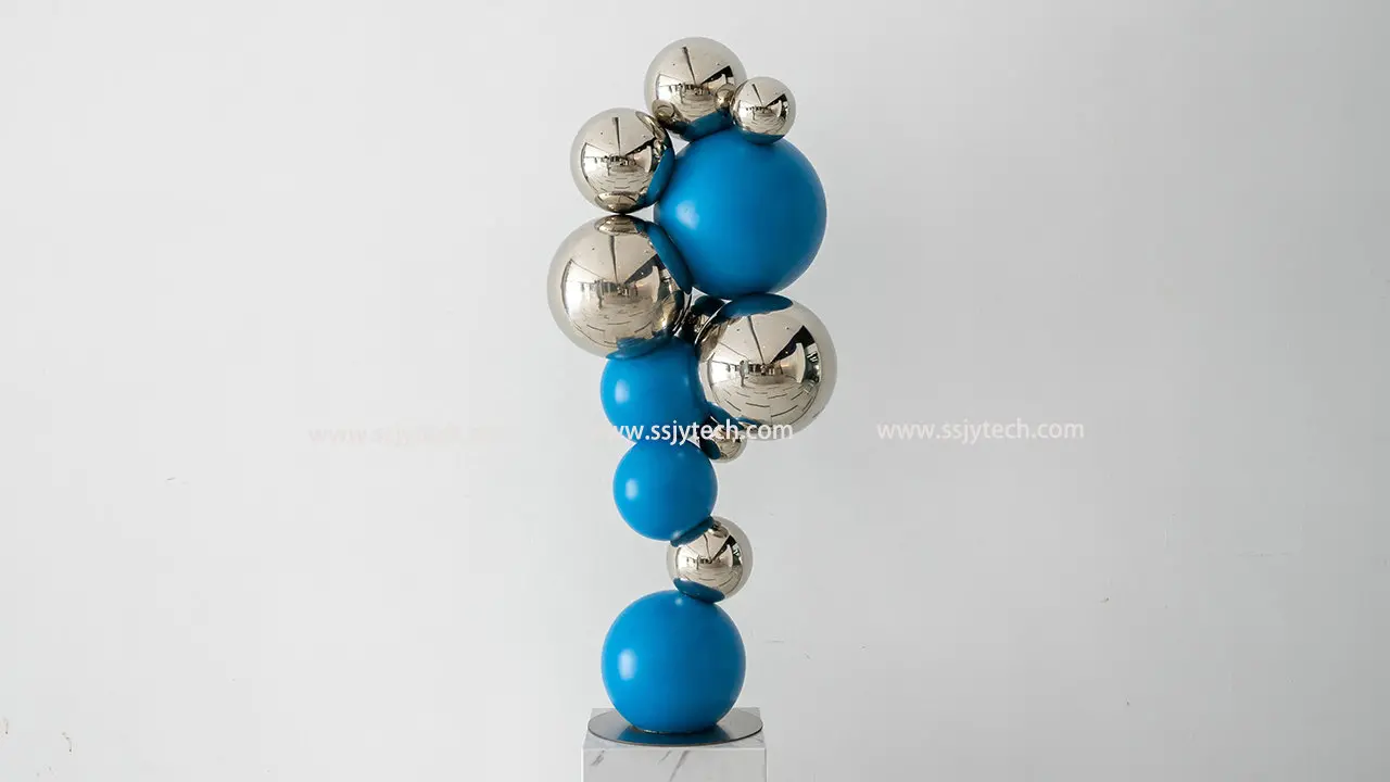 Modern outdoor abstract color stainless steel sphere sculpture (7)