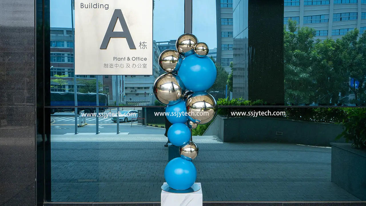 Modern outdoor abstract color stainless steel sphere sculpture (6)