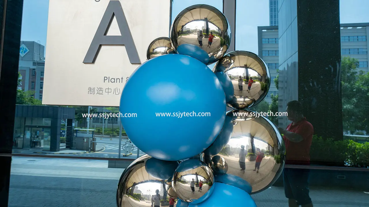 Modern outdoor abstract color stainless steel sphere sculpture (8)