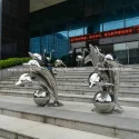 Modern outdoor animal sculpture stainless steel dolphin sculpture