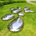Outdoor garden grass metal sculpture mirror polished stainless steel stone sculpture
