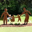 Contemporary Outdoor Metal Art Corten Steel Family Sculpture
