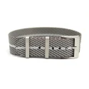 Grey White Striped 20mm 22mm Nylon Watch Strap Single Pass