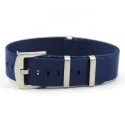 Fashion Soft 1.2mm Seat Belt Nylon Blue Nato Watch Strap With Brushed Buckle