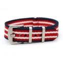 Fast Shipping Blue White Red Striped Nylon Watchband 20mm Seatbelt Nato Strap In Stock