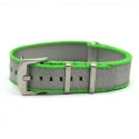 Grey Green Edge 1.4mm Thick Premium Nylon Nato Bands 22mm Custom Quality Seatbelt Watch Strap