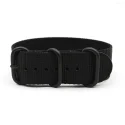 1.5mm Thick Gym Sports Wrist Nylon Watch Band Military Khaki Ip Matte Black 3 Ring Zulu Strap
