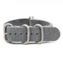 Soft Cow Leather Nato Zulu Style Gray Suede Leather Watch Band