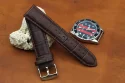 Custom Two Piece Alligator Cow Leather Wristband 12mm-24mm Crocodile Pattern Genuine Leather Brown Watch Band