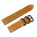 Handmade Two Piece Pvd Leather Strap High Quality Genuine Leather Vintage Zulu Watch Strap 20 22mm