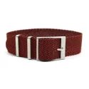 Hotsale Burgundy Woven Vintage Perlon Watch Strap With Adjustable Brushed Buckle