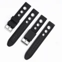 Three Holes Silicone Retro Watch Band Waterproof Vintage Black Thread Rally Tropic Sports Rubber Straps Quick Release