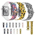 Wholesale amazon new popular 38 40 41 42 44 45 mm strap for silicone butterfly buckle printed apple watch band