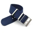Premium Quality 1.6mm W Pattern Blue Thick Nato Nylon Watch Strap 20mm 22mm With Brand Adjustable Buckle