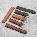 Yunse New Ostrich Pattern Genuine Leather Band Black Tan Brown Watch Strap 20mm 22mm