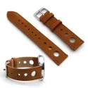 Mens Rally Racing Sports Genuine Calf Leather Perforated Watch Strap Band Handmade Crazy Horse Leather Watch Bands