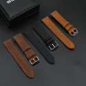 Vintage Black Replacement Nato Watchstrap 20mm 22mm Distressed Leather Watch Band Men